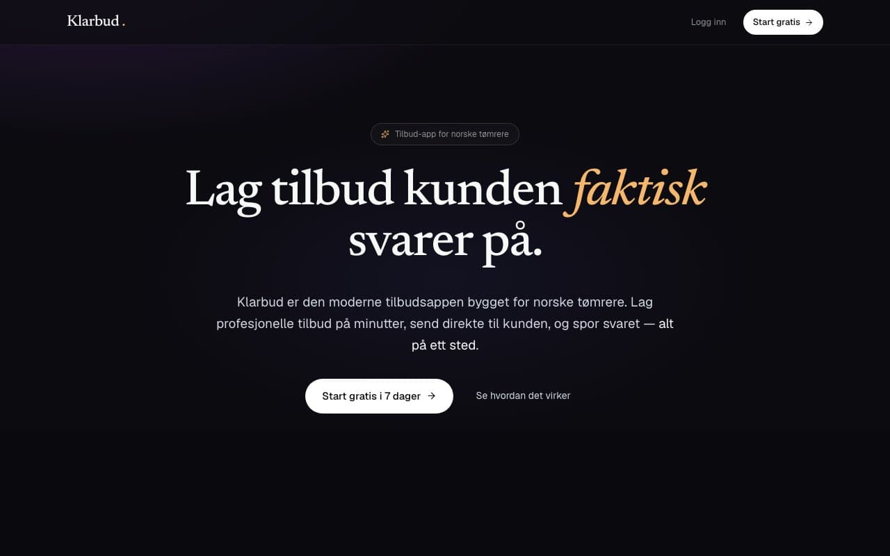Klarbud skjermbilde